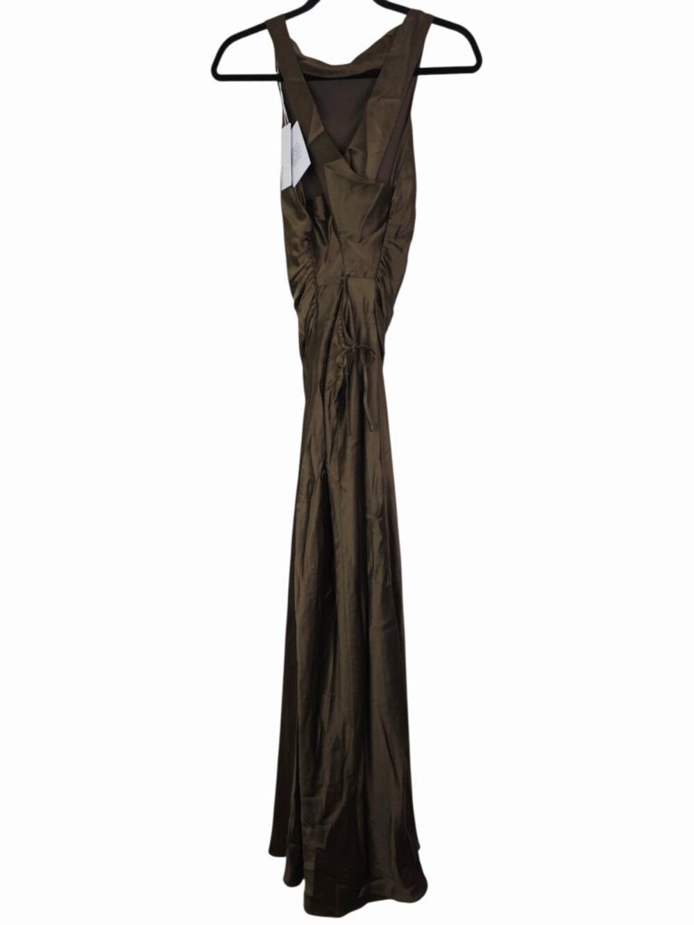 Reformation Anaiis Dress Morel Brown Silk Crisscross Open Back Maxi NWT Size 4 - Picture 7 of 10